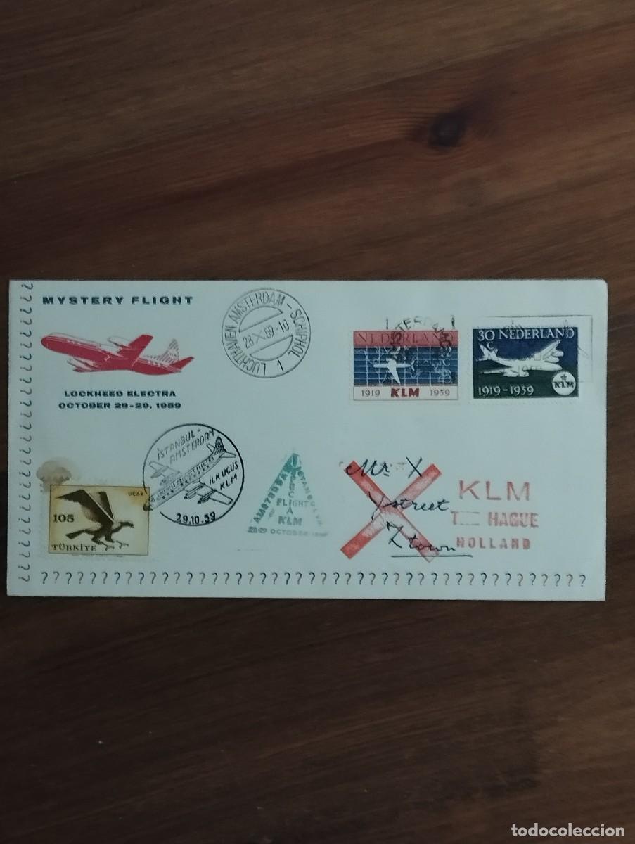 Sellos: 11.10/ Holanda.1959. Correo a&eacute;reo. Primer vuelo