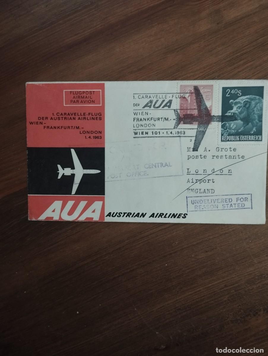 Sellos: 11.10/ Austria.1963. Correo a&eacute;reo. Primer vuelo