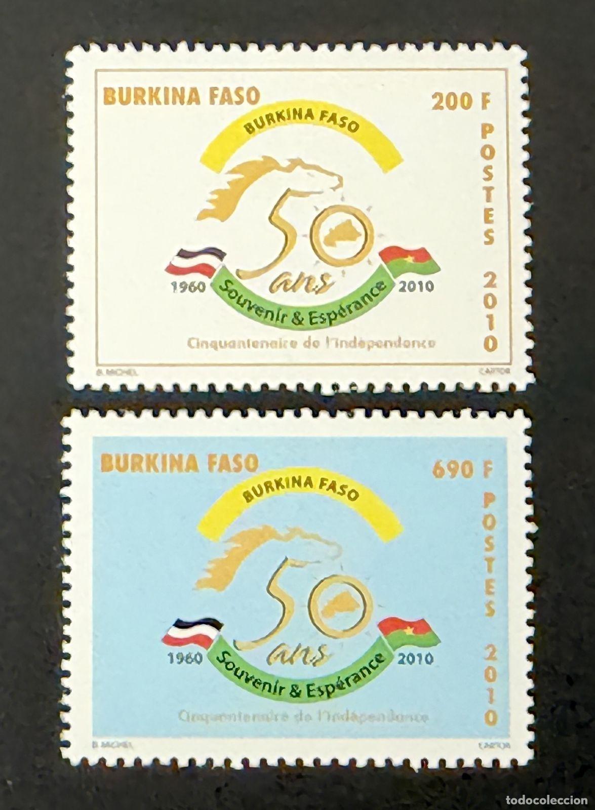 Sellos: Burkina Faso 2010 Mi. 1939-1940 Cincuentenario independencia banderas