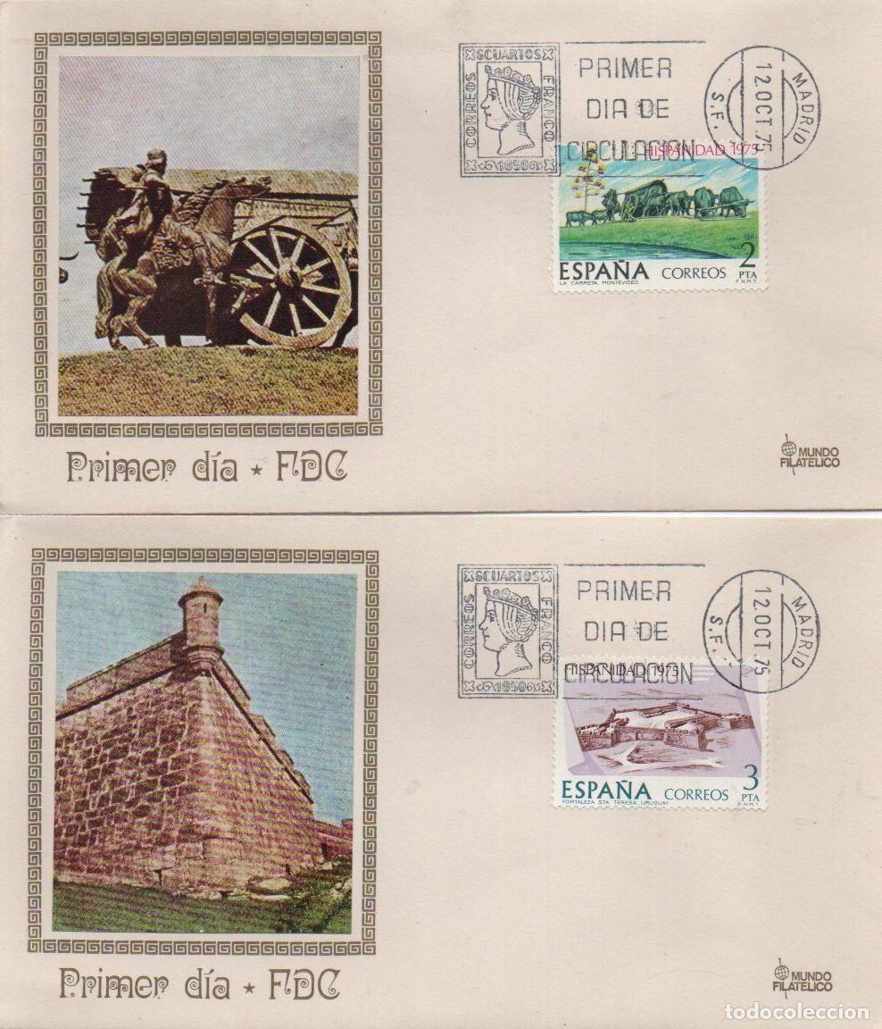 Sellos: EDIFIL 2293/6, HISPANIDAD 1975, URUGUAY, PRIMER DIA 12-10-1975 MUNDO FILATELICO, VER 4 ILUSTRACIONES