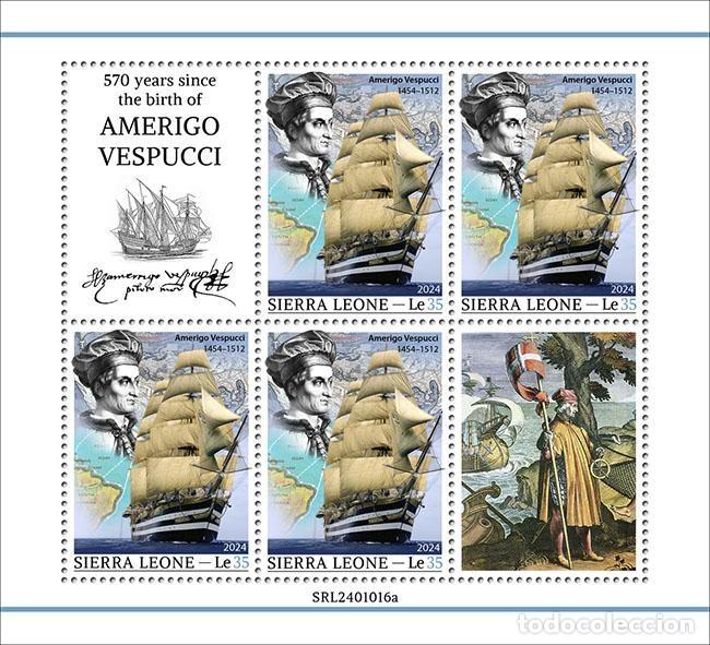 Sellos: Sierra Leona 2024 Mi. 18683 hoja Am&eacute;rico Vespucio navegante