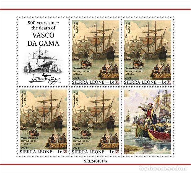 Sellos: Sierra Leona 2024 Mi. 18685 hoja Vasco de Gama navegante Lisboa
