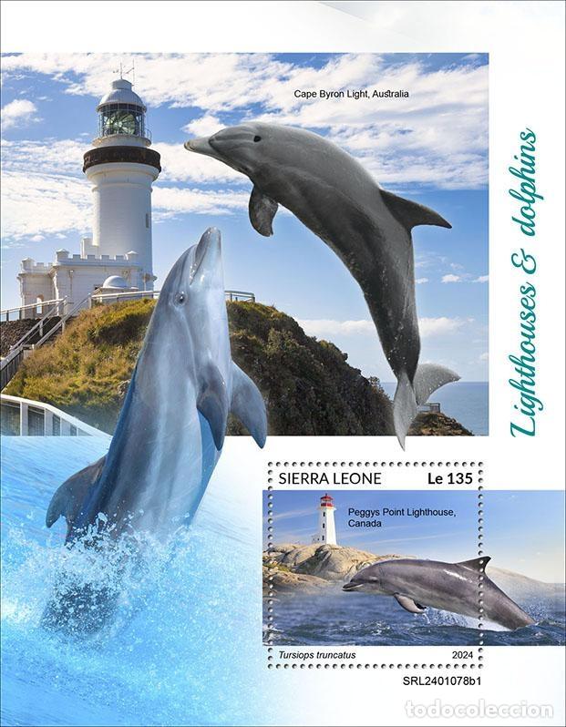 Sellos: Sierra Leona 2024 Mi. Bl. 3148 bloque faros delfines