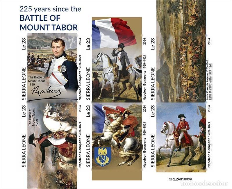 Sellos: Sierra Leona 2024 Mi. 18380-18385 hoja sin dentar Napole&oacute;n batalla monte
