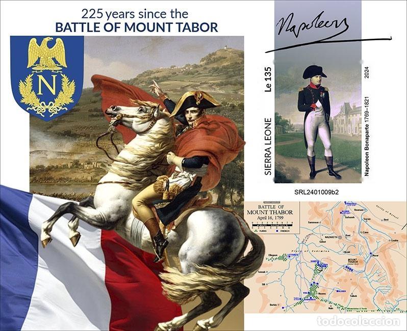 Sellos: Sierra Leona 2024 Mi. Bl. 3215 bloque sin perforar Napole&oacute;n batalla Monte Tabor