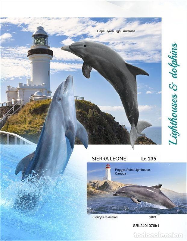 Sellos: Sierra Leone 2024 Mi. Bl. 3148 bloque sin dentar faros delfines