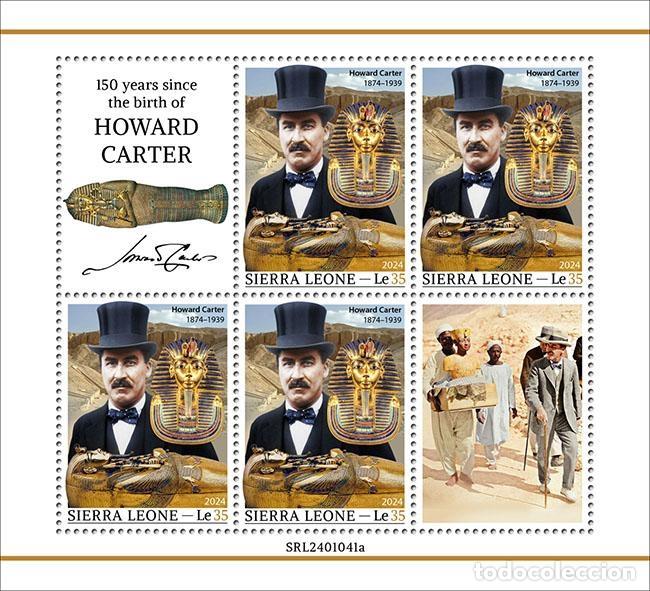 Sellos: Sierra Leona 2024 Mi. 18689 hoja Howard Carter Egipto Tutankam&oacute;n