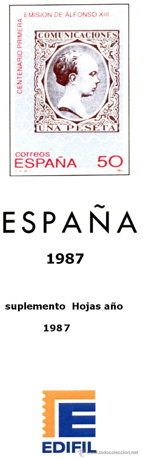 Sellos: EDIFIL SUPLEMENTO HOJAS A&Ntilde;O 1987 - Foto 1