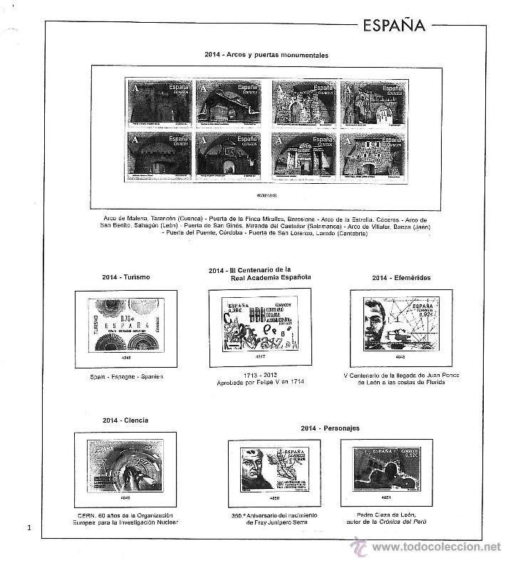 Sellos: ESPA&Ntilde;A. HOJAS 2014 EN BLANCO Y NEGRO - Foto 1