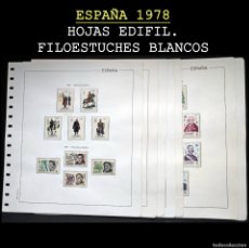 Sellos: ESPAÑA 1978. AÑO COMPLETO, HOJAS -EDIFIL FILOESTUCHES TRANSPARENTES- SIN SELLOS. USADO