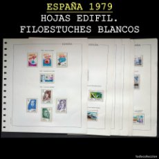 Sellos: ESPAÑA 1979. AÑO COMPLETO, HOJAS -EDIFIL FILOESTUCHES TRANSPARENTES- SIN SELLOS. USADO