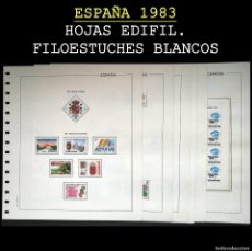 Sellos: ESPAÑA 1983. AÑO COMPLETO, HOJAS -EDIFIL FILOESTUCHES TRANSPARENTES- SIN SELLOS. USADO