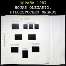 Sellos: ESPAÑA 1987. AÑO COMPLETO, HOJAS -OLEGARIO FILOESTUCHES NEGROS- SIN SELLOS. USADO
