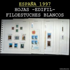 Sellos: ESPAÑA 1997. AÑO COMPLETO -HOJAS EDIFIL A COLOR, FILOESTUCHES TRANSPARENTES- SIN SELLOS. USADO