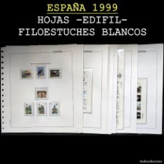Sellos: ESPAÑA 1999. AÑO COMPLETO -HOJAS EDIFIL A COLOR, FILOESTUCHES TRANSPARENTES- SIN SELLOS. USADO