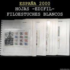 Sellos: ESPAÑA 2000. AÑO COMPLETO -HOJAS EDIFIL A COLOR, FILOESTUCHES TRANSPARENTES- SIN SELLOS. USADO