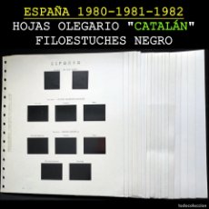 Sellos: ESPAÑA 1980-1981-1982. AÑOS COMPLETOS -HOJAS OLEGARIO EN CATALÁN, FILOEST. NEGROS- SIN SELLOS. USADO