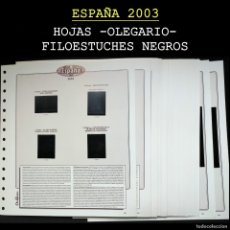 Sellos: ESPAÑA 2003. AÑO COMPLETO -HOJAS OLEGARIO, FILOEST. NEGROS- SIN SELLOS. USADO