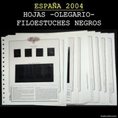 Sellos: ESPAÑA 2004. AÑO COMPLETO -HOJAS OLEGARIO, FILOEST. NEGROS- SIN SELLOS. USADO