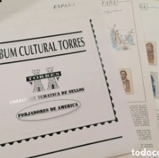 Sellos: ESPAÑA - HOJAS DE ÁLBUM TORRES FORJADORES DE AMÉRICA 1960/1970 - MONTADAS COMPLETO CON SELLOS
