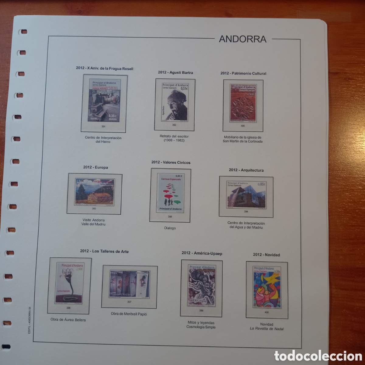 Sellos: Suplemento edifil Andorra espa&ntilde;ola 2012 montado blanco segunda mano