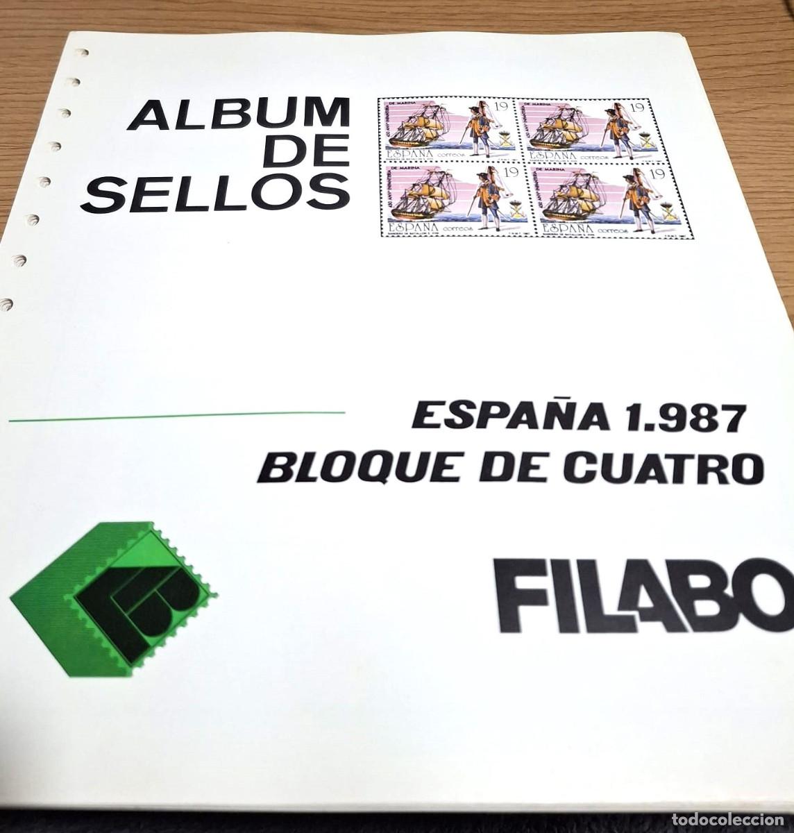 Sellos: !!LIQUIDACI&Oacute;N!! Suplemento FILABO: &rdquo;ESPA&Ntilde;A 1987 BL4&rdquo; Montado Blanco. Ver Descripci&oacute;n.