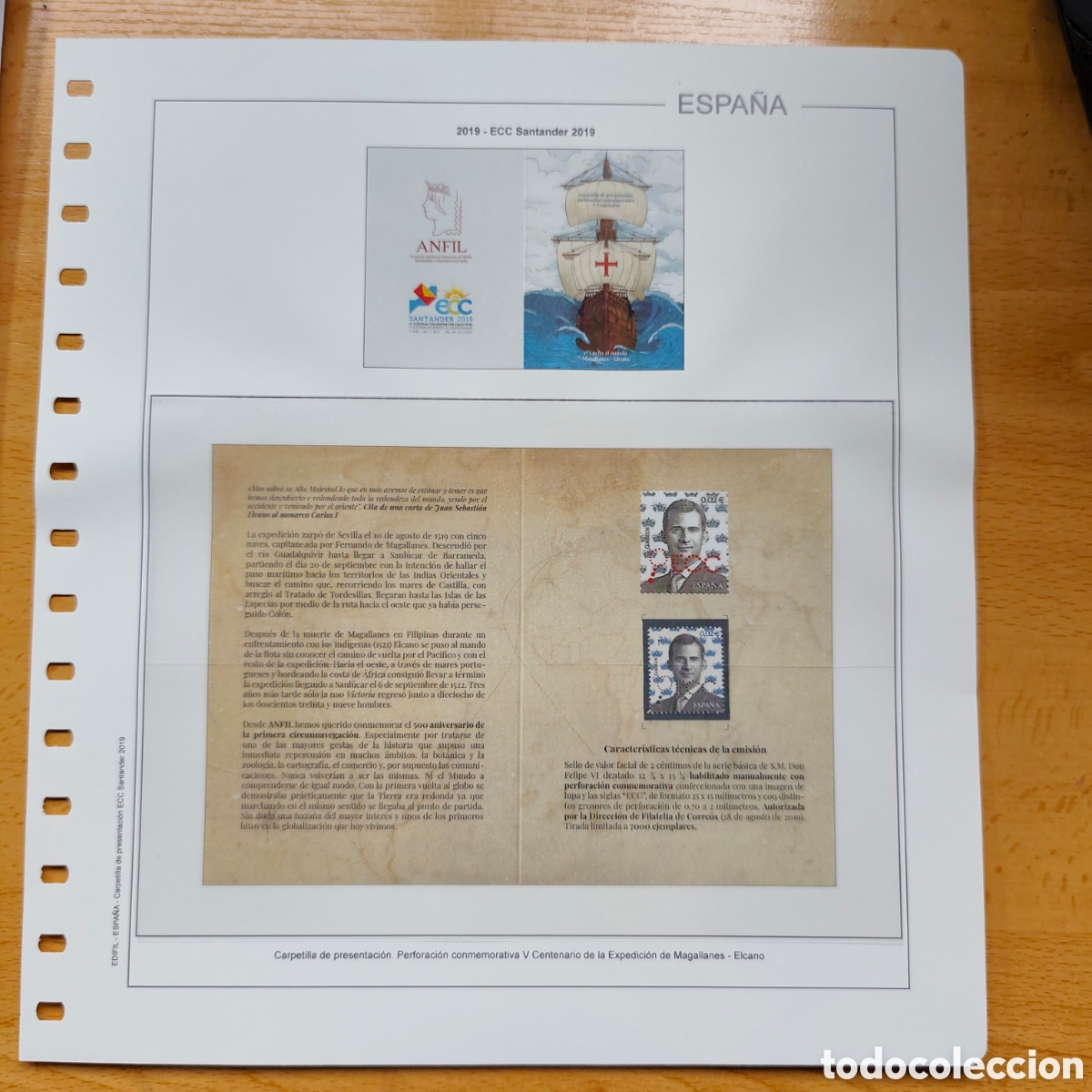 Sellos: Hoja Edifil Carpetilla ECC Santander 2019