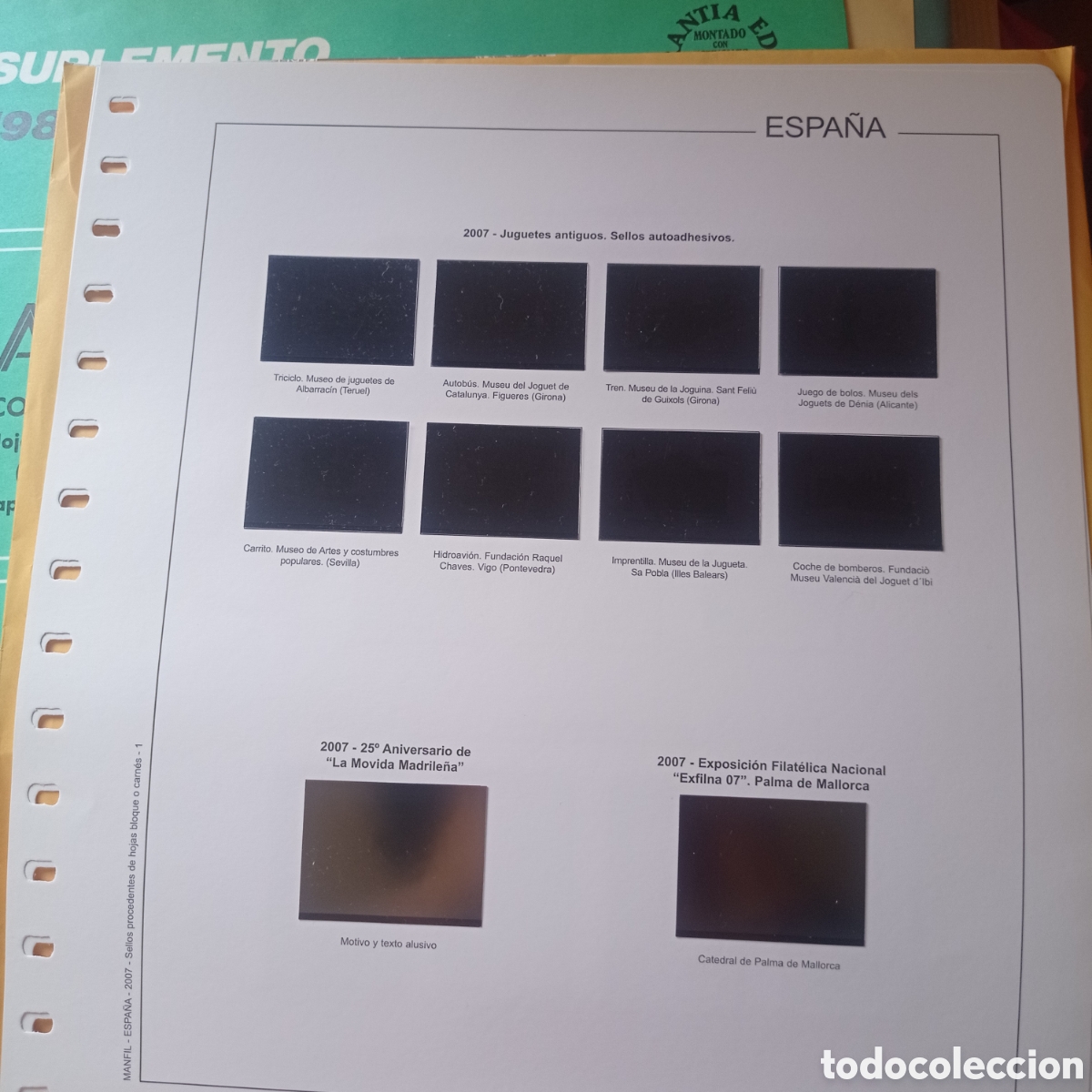 Sellos: Suplemento manfil 2007 sellos procedentes de hojas bloque montado negro segunda mano