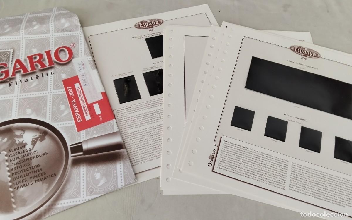 Sellos: ESPA&Ntilde;A HOJAS PARA SELLOS OLEGARIO PRIMER SUPLEMENTO DEL A&Ntilde;O 2007 PAG 525 A 534 , MONTADO NEGRO