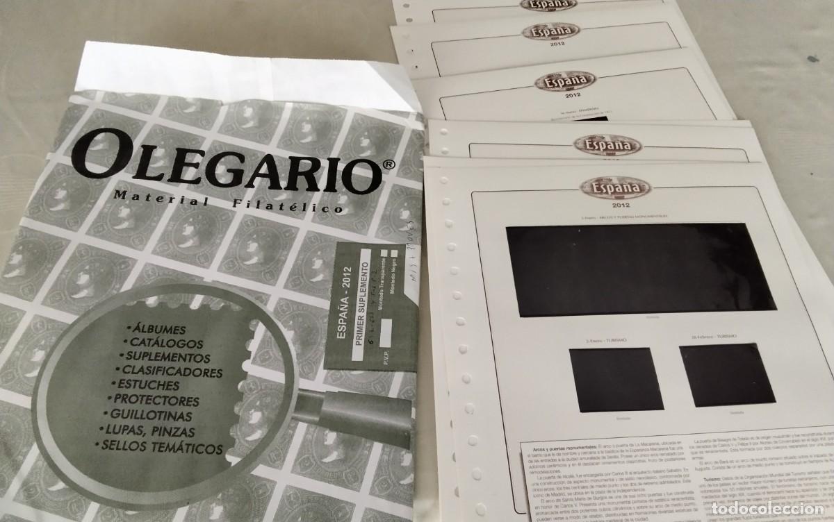 Sellos: ESPA&Ntilde;A HOJAS PARA SELLOS OLEGARIO PRIMER SUPLEMENTO DEL A&Ntilde;O 2012 PAG 642 A 653 , MONTADO NEGRO