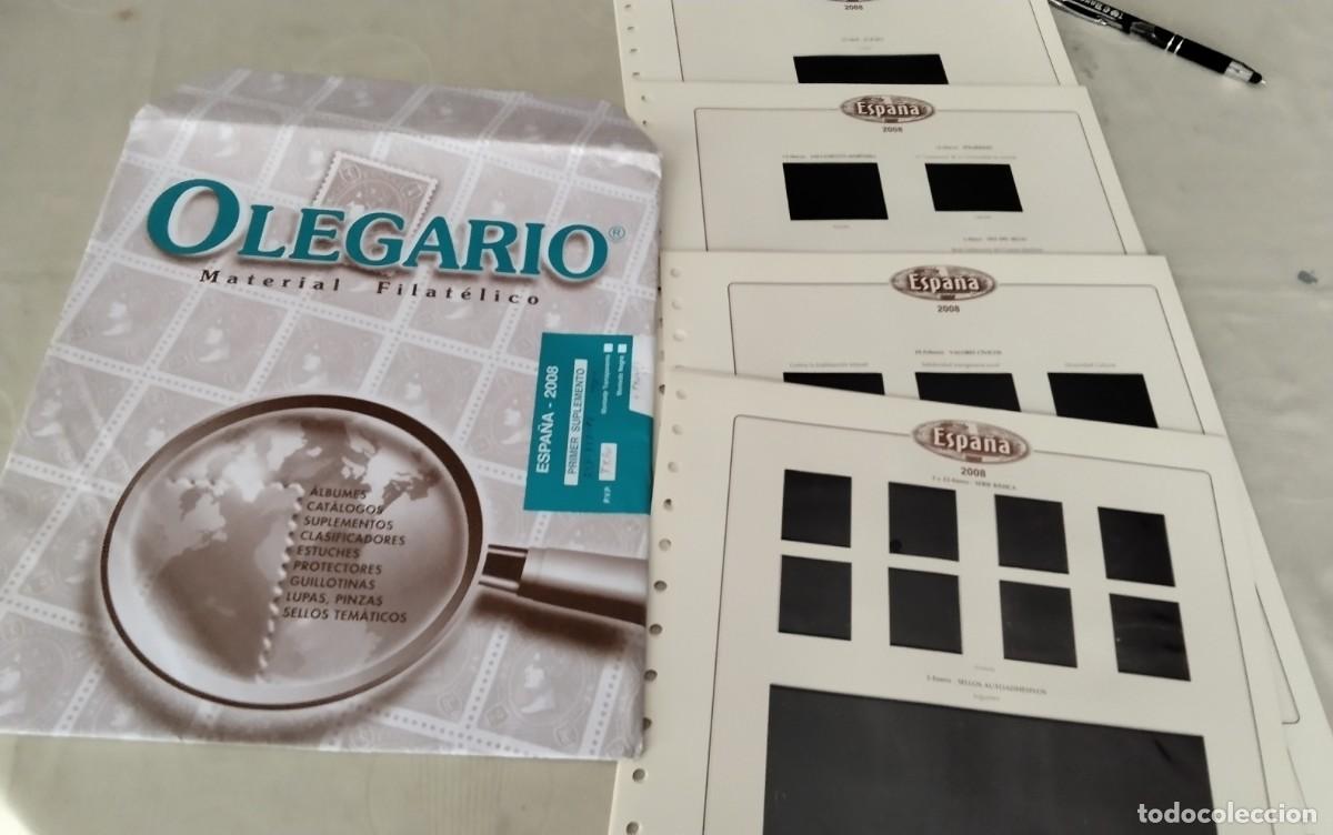 Sellos: ESPA&Ntilde;A HOJAS SELLOS OLEGARIO PRIMER SUPLEMENTO A&Ntilde;O 2008 . PAG 545 A 555+P1 MONTADO EN NEGRO