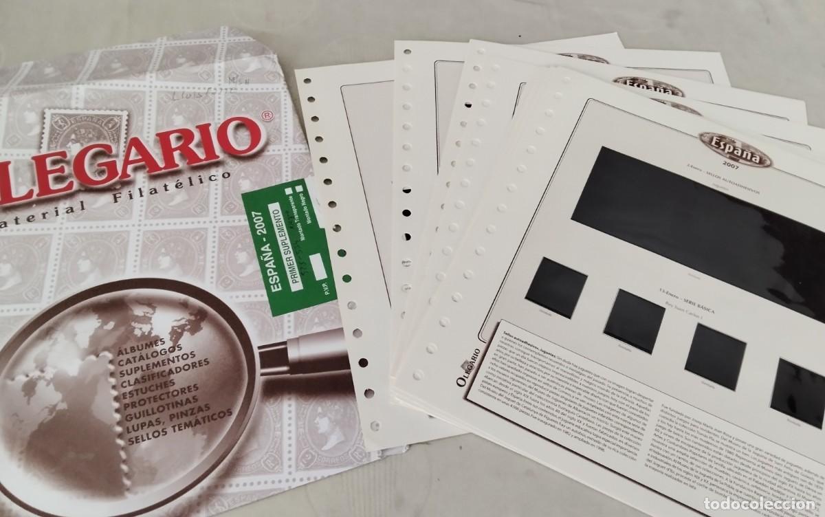 Sellos: ESPA&Ntilde;A HOJAS SELLOS OLEGARIO PRIMER SUPLEMENTO A&Ntilde;O 2007 . PAG 525 A 534 MONTADO EN NEGRO