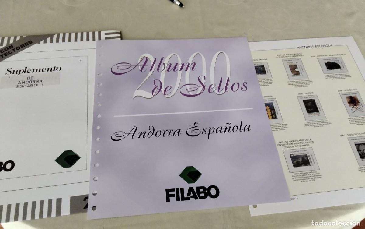 Sellos: ANDORRA ESPA&Ntilde;OLA , HOJAS DE SELLOS FILABO A&Ntilde;O 2000 , COMPLETO , FILOSTUCHES TRANSPARENTES