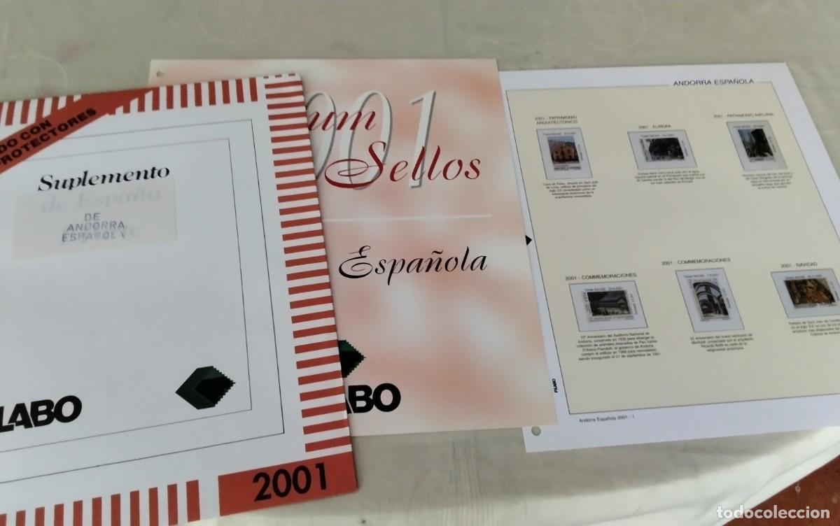 Sellos: ANDORRA ESPA&Ntilde;OLA , HOJAS DE SELLOS FILABO A&Ntilde;O 2001 , COMPLETO , FILOSTUCHES TRANSPARENTES