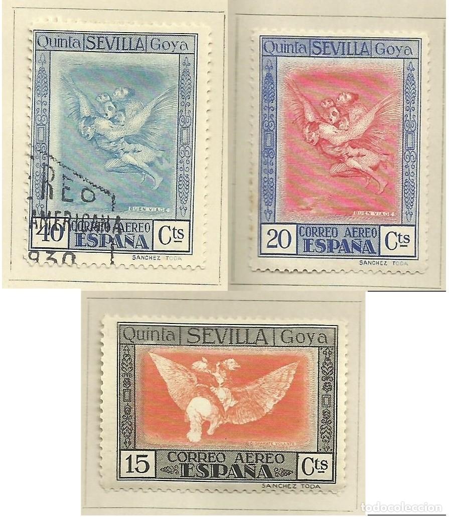 Sellos: ESPA&Ntilde;A 1930 - QUINTA DE GOYA EN LA EXPOSICION DE SEVILLA - EDIFIL 520*-522*-524 usado