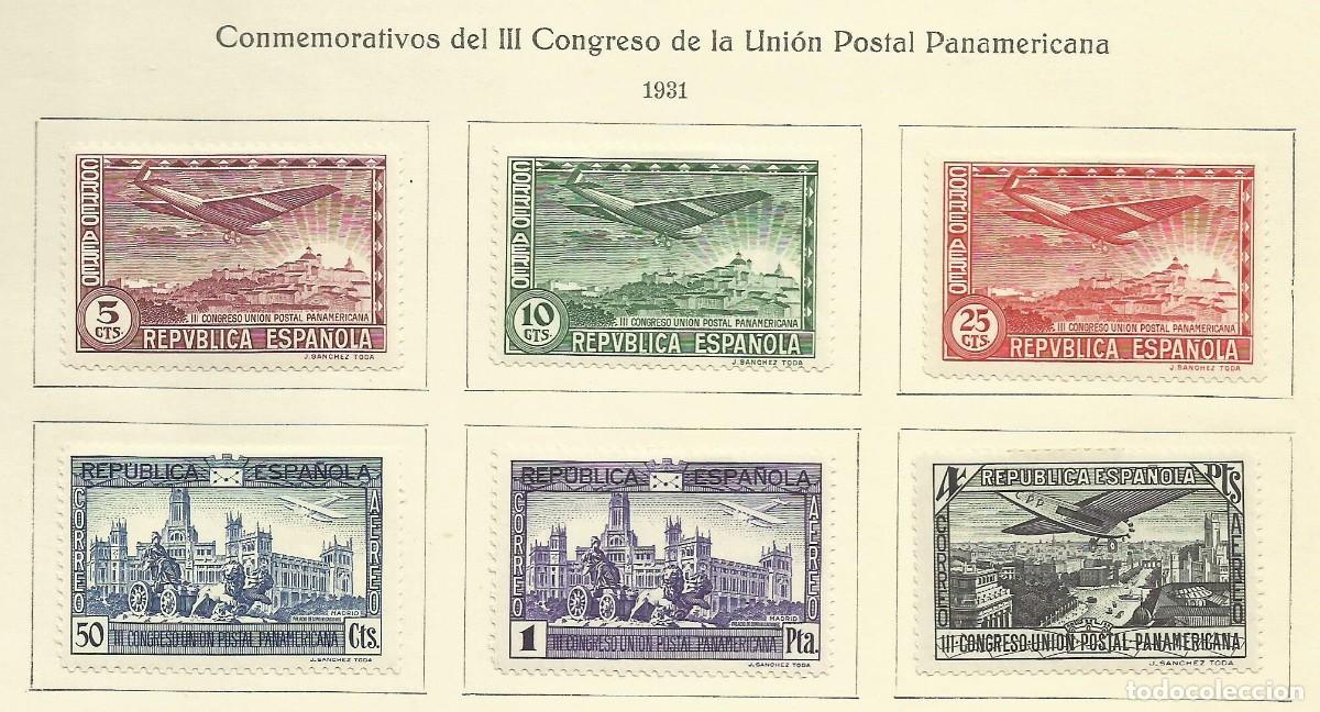 Sellos: ESPA&Ntilde;A 1931 - III CONGRESO DE LA UNION POSTAL PANAMERICANA - EDIFIL 614/619*