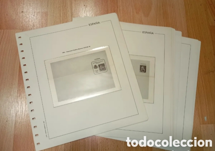 Sellos: ESPA&Ntilde;A 1985 AL 1992 SUPLEMENTOS SOBRES ENTERO POSTAL HOJAS DE &Aacute;LBUM EDIFIL MONTADAS EN TRANSPARENTE