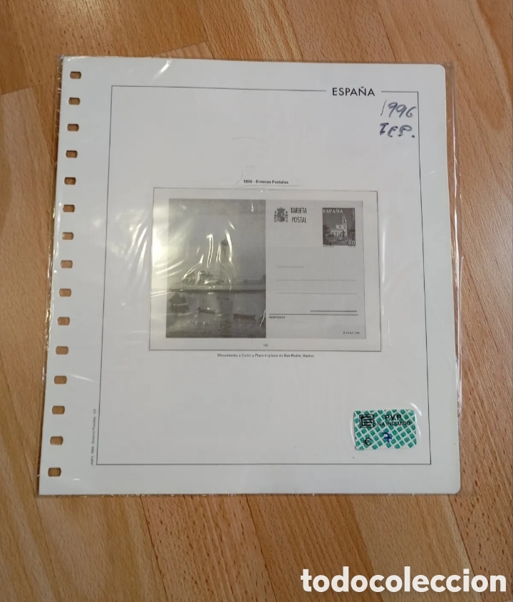 Sellos: ESPA&Ntilde;A 1996 - SUPLEMENTO TARJETAS ENTERO POSTAL - HOJAS DE &Aacute;LBUM MANFIL - MONTADO EN TRANSPARENTE