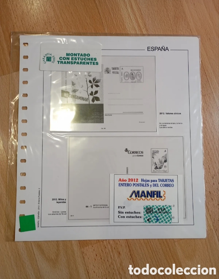 Stamps: ESPA&Ntilde;A 2012 - SUPLEMENTO TARJETAS ENTERO POSTAL - HOJAS DE &Aacute;LBUM MANFIL - MONTADO EN TRANSPARENTE