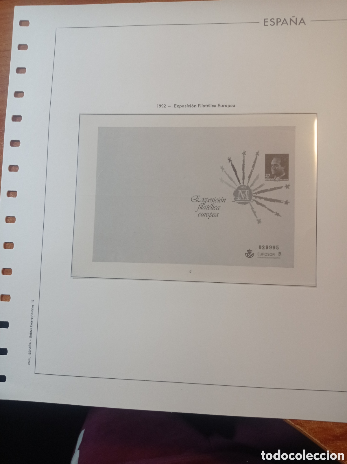 Sellos: Suplemento edifil 1992 sobre entero postal .ontado blanco segunda mano