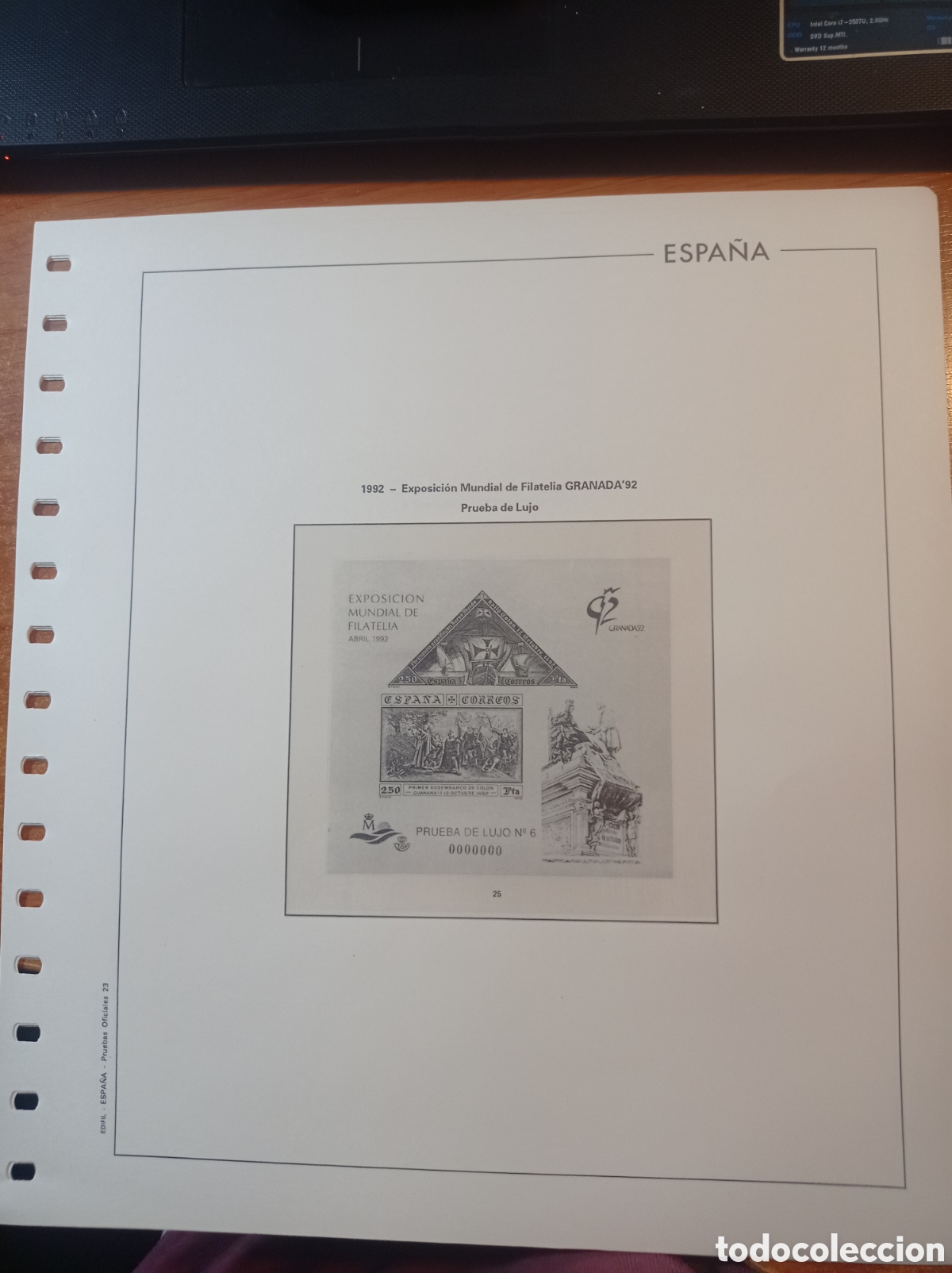 Sellos: Suplemento de pruebas 1992 montado blanco. Segunda mano