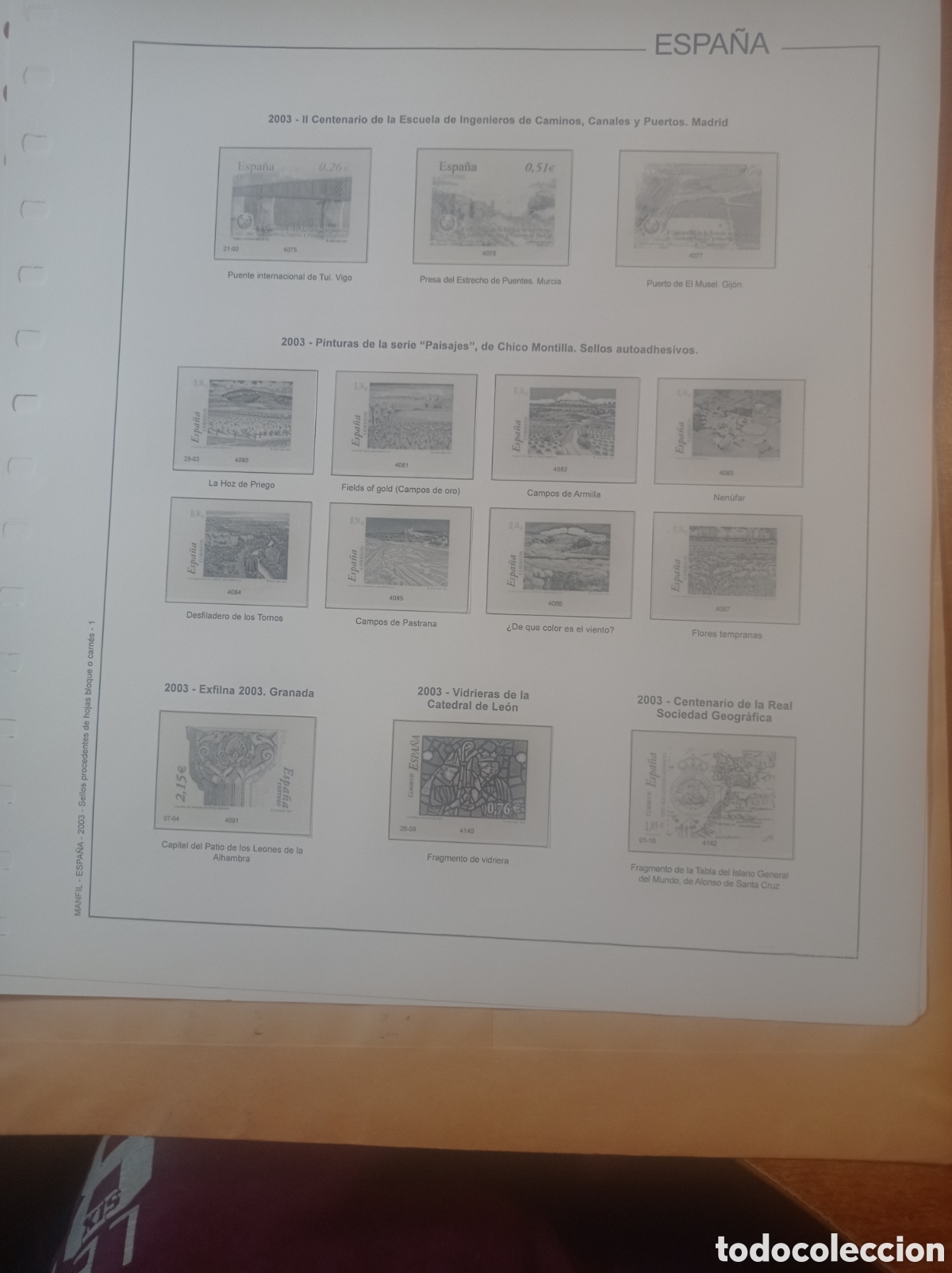 Sellos: Suplemento manfil 2003 sellos procedentes de hojas bloque montado blanco segunda mano