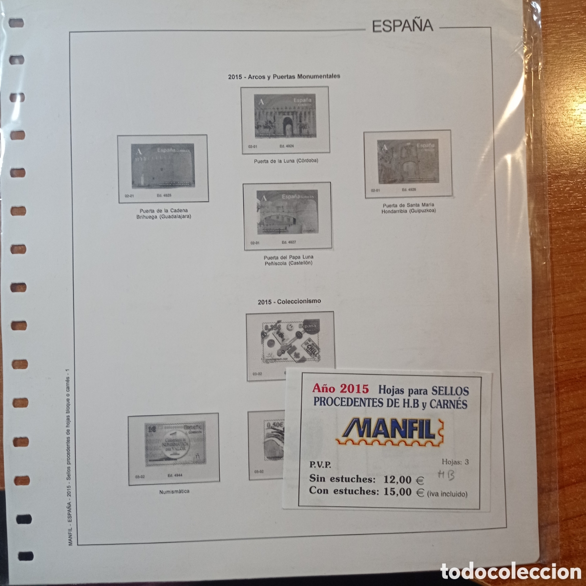 Francobolli: Suplemento manfil 2015 sellos procedentes de hojas bloque montado blanco segunda mano
