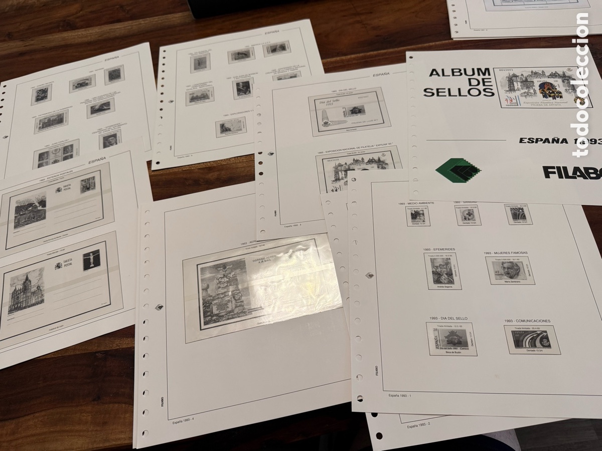 Selos: Hojas Filabo Sellos Espa&ntilde;a 1993 filoestuche transparente (10 hojas)