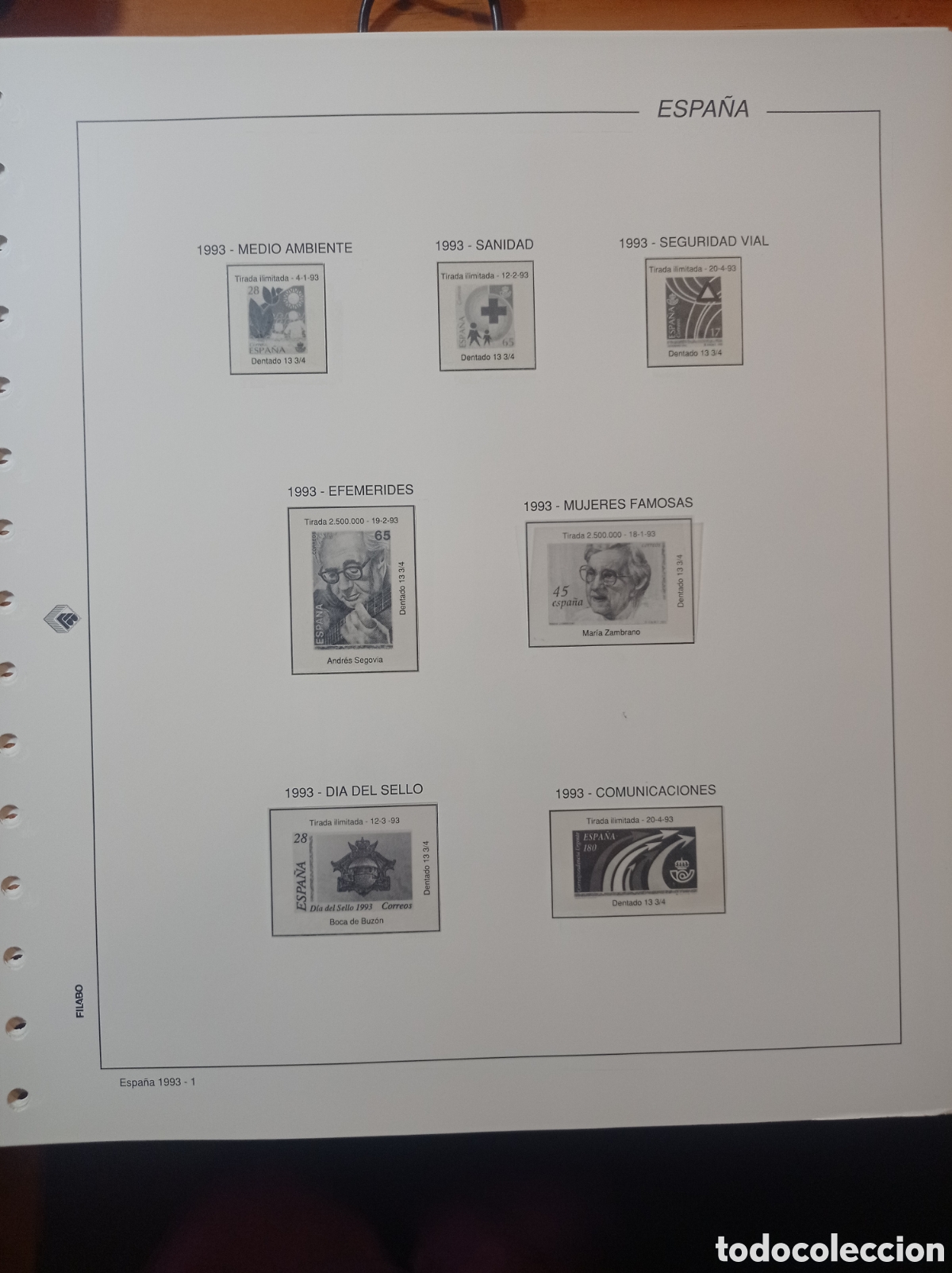 Sellos: Suplemento filabo 1993 montado blanco segunda mano