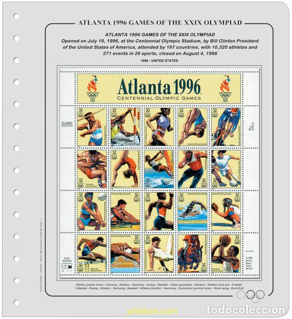 Timbres: Suplemento Olimpiadas 26 Olim. Atlanta 1996 -Tomo 1. Sin Montar