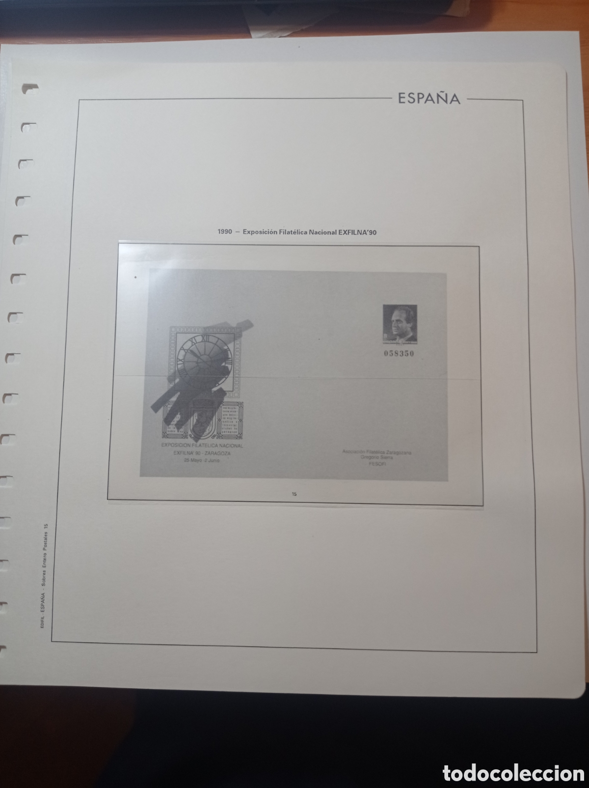 Sellos: Suplemento edifil 1990 sobre entero postal montado blanco segunda mano
