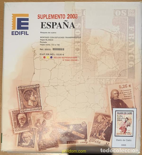 Sellos: Supl.Edifil 2003 Espa&ntilde;a bloque de cuatro montado 50033
