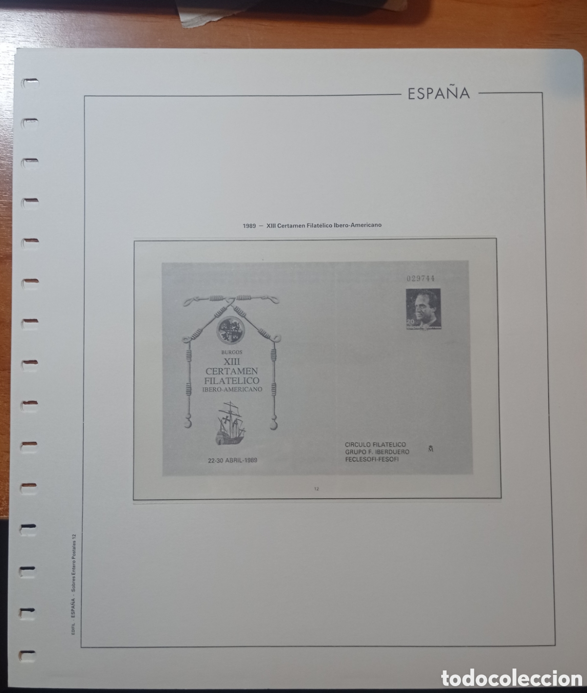 Sellos: Suplemento edifil 1989 sobre enero postal montado blanco segunda mano