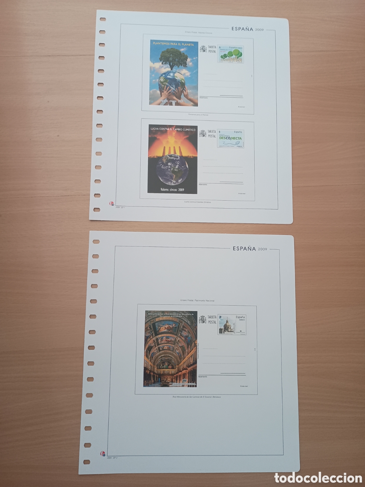 Sellos: ESPA&Ntilde;A 2009 - TARJETAS ENTERO POSTAL - HOJAS DE &Aacute;LBUM UNIFIIL - NUEVAS SIN MONTAR